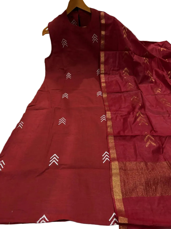 Soft Girl Summer Kurti Set With Linen Dupatta