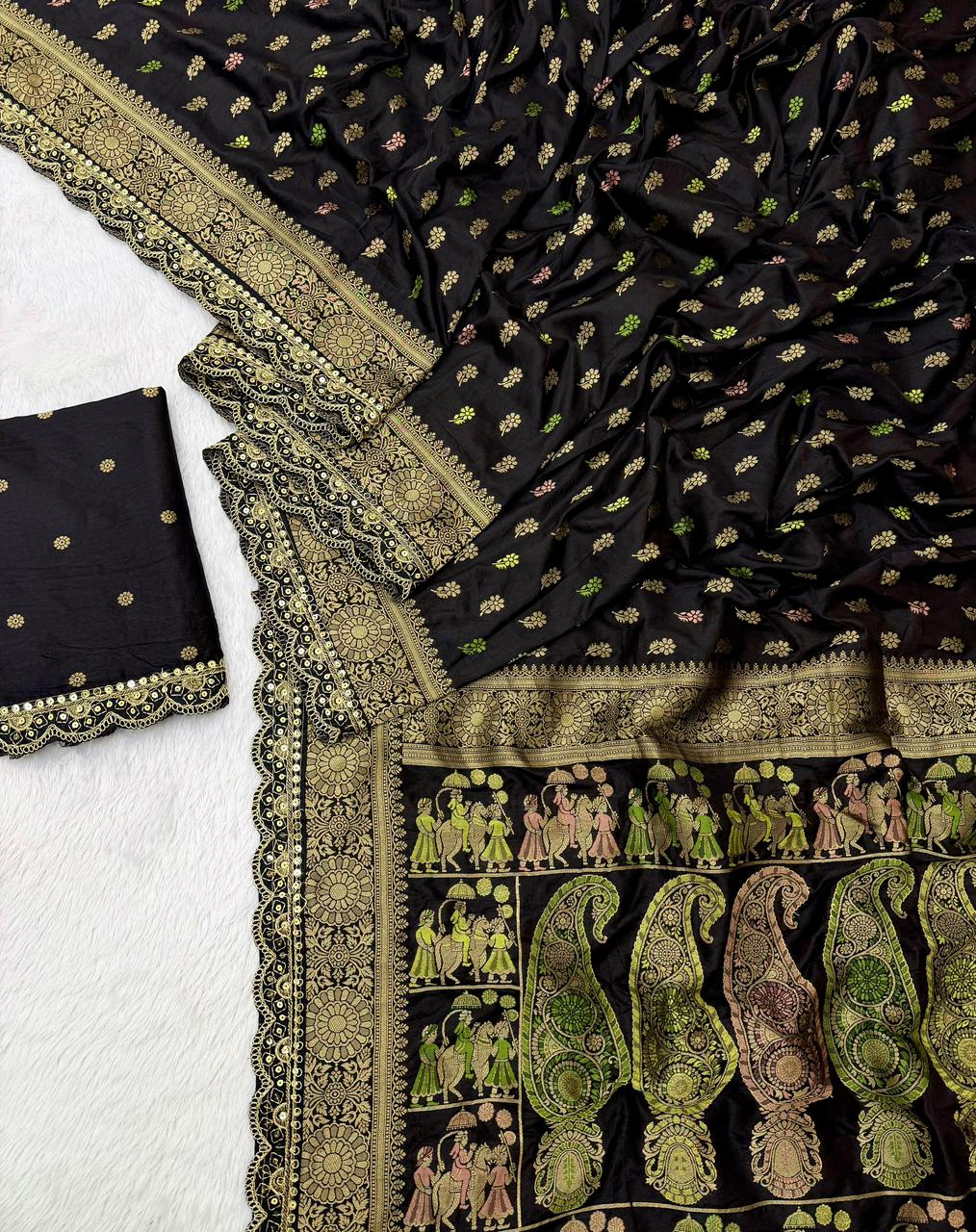 Springs Shade Khaddi Dolla Silk Saree