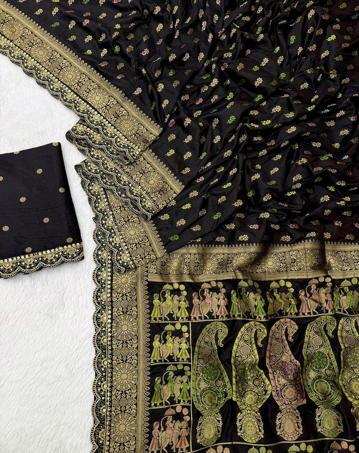 Springs Shade Khaddi Dolla Silk Saree