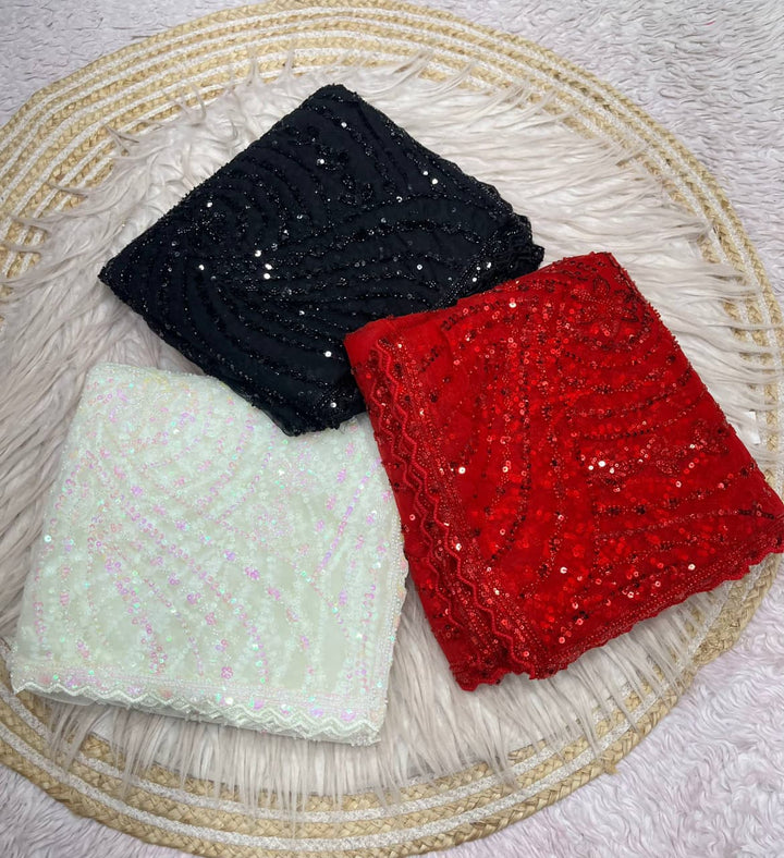 Dilruba Crimson Designer Net Saree