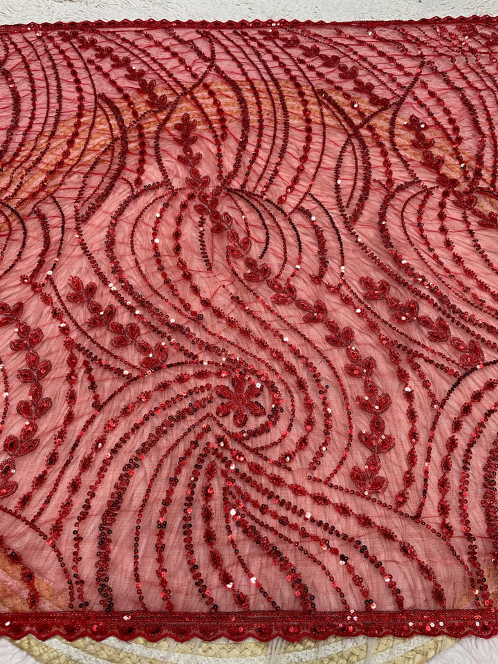 Dilruba Crimson Designer Net Saree