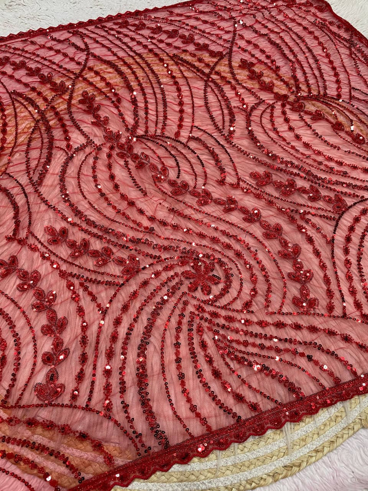 Dilruba Crimson Designer Net Saree