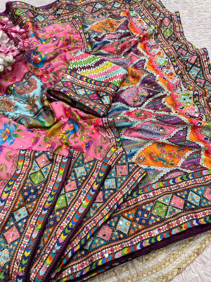 Dusk Radiance Chinnon Silk Saree