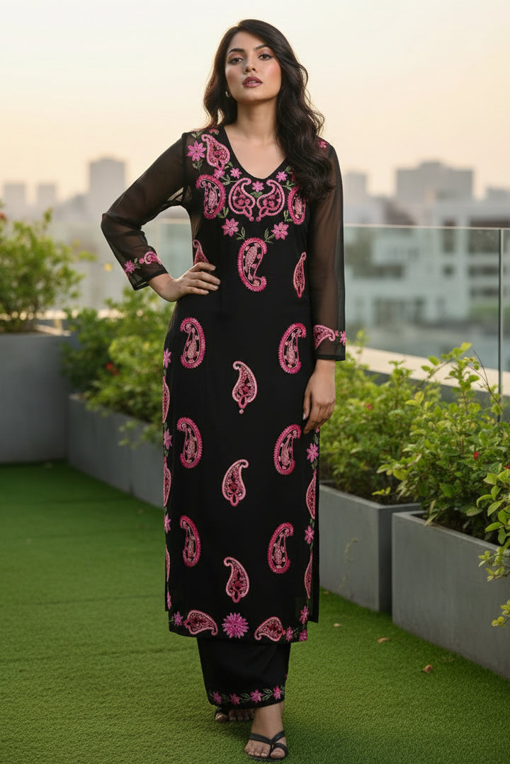 Moonlit Blossom Cotton Kurti Set
