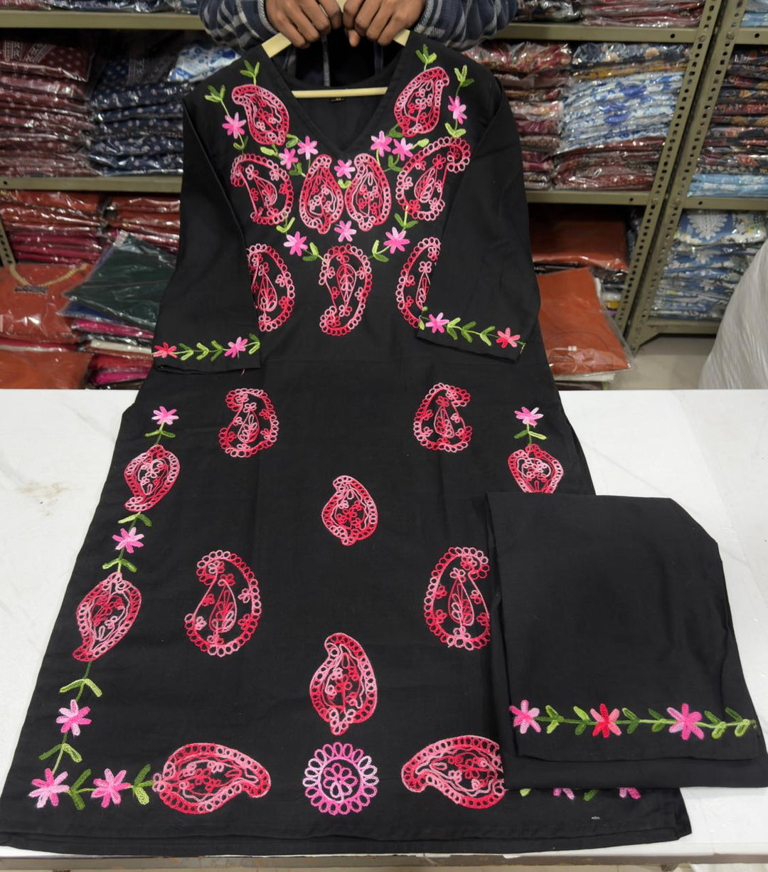 Moonlit Blossom Cotton Kurti Set