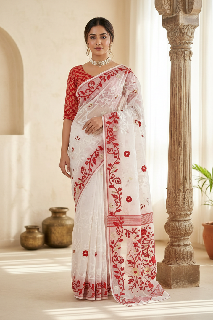 Neel Megh Dhakai Jamdani Saree
