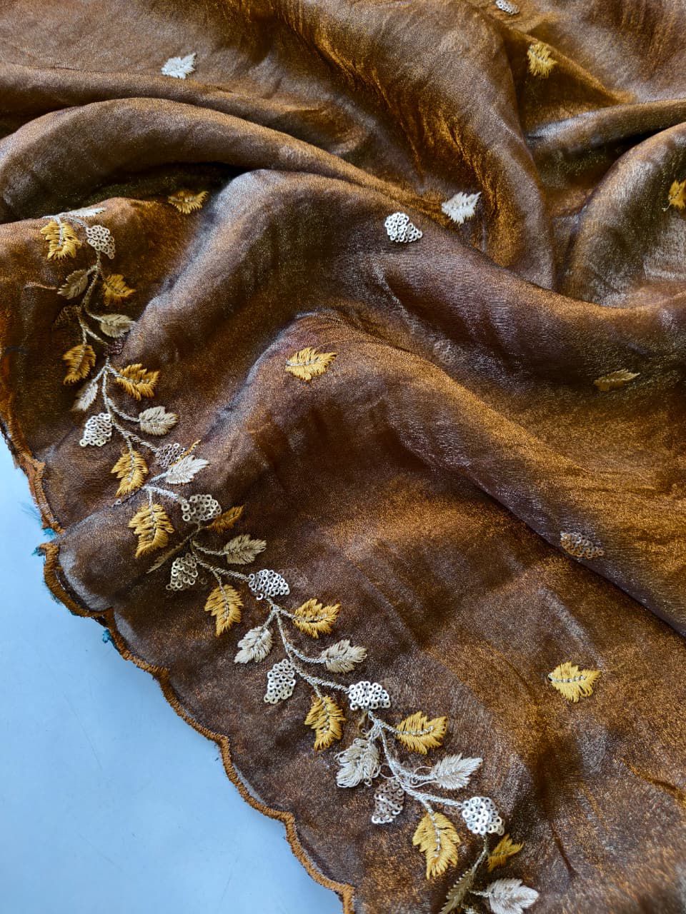 Golden Leaf Affair Crush Silk Saree