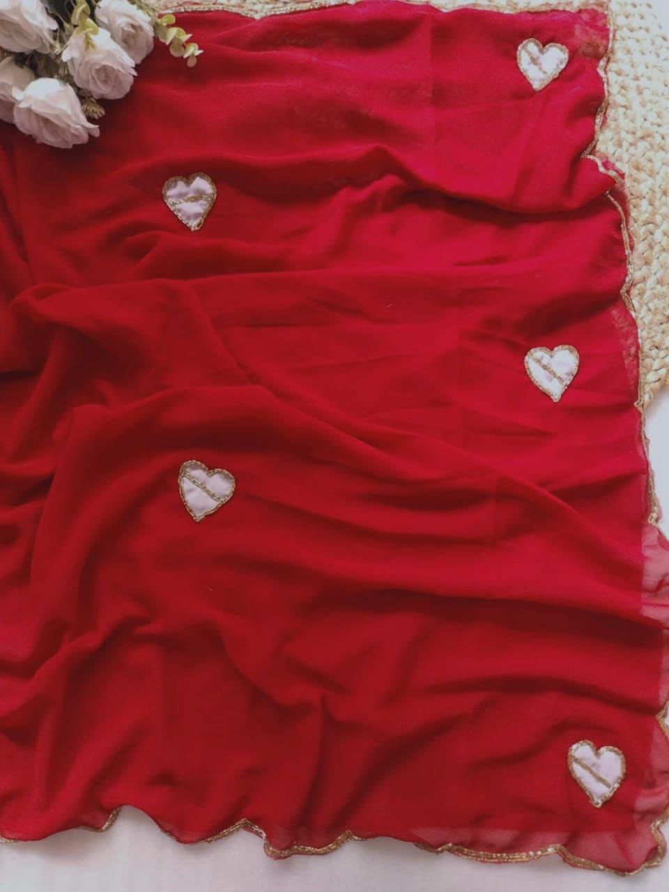 Scarlet Heartline Georgette Silk Saree