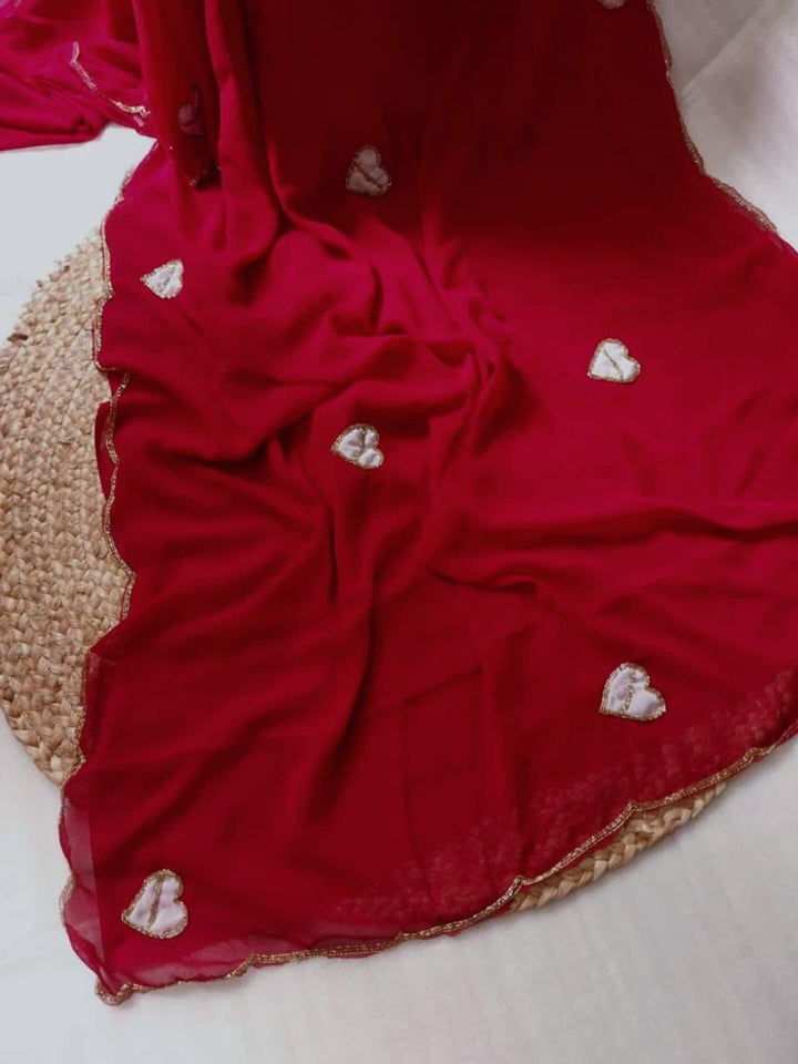 Scarlet Heartline Georgette Silk Saree