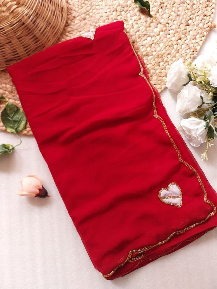 Scarlet Heartline Georgette Silk Saree