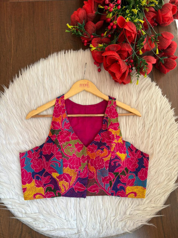 Queen Pink Kantha Stitch Blouse