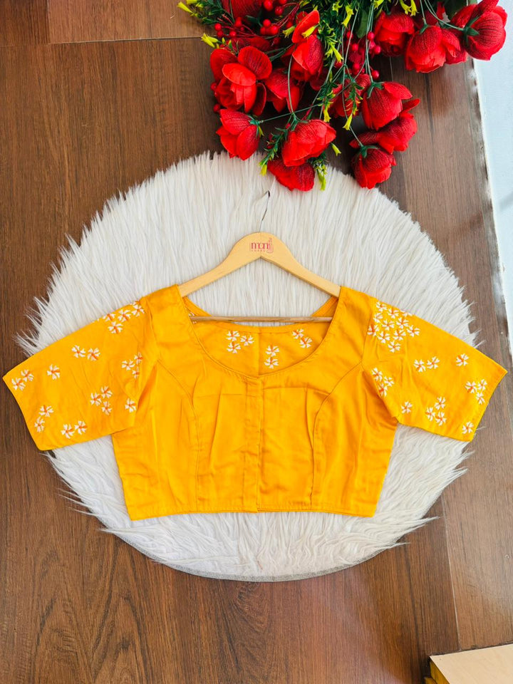 Shiuli Flower Designer Blouse(Yellow)