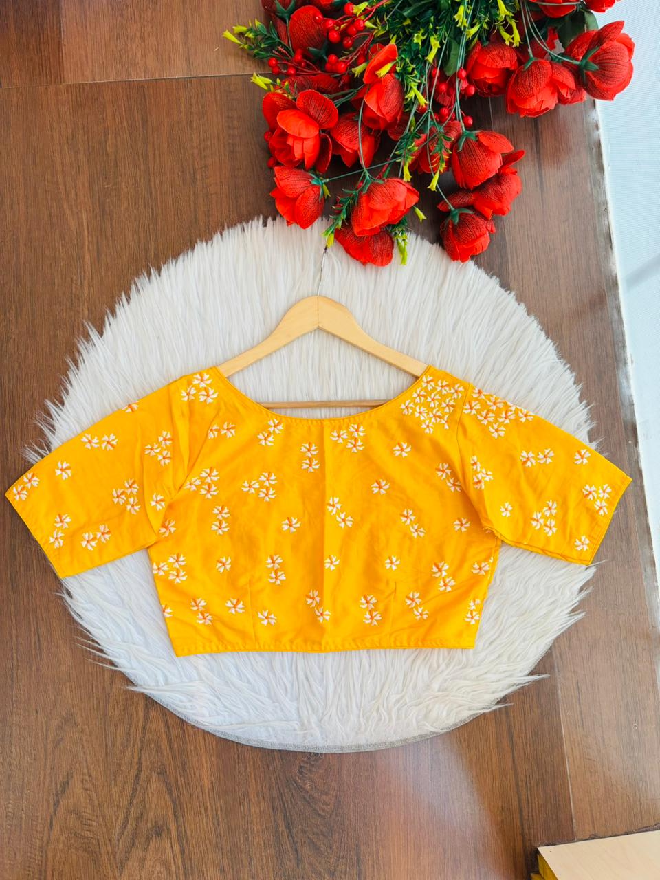 Shiuli Flower Designer Blouse(Yellow)