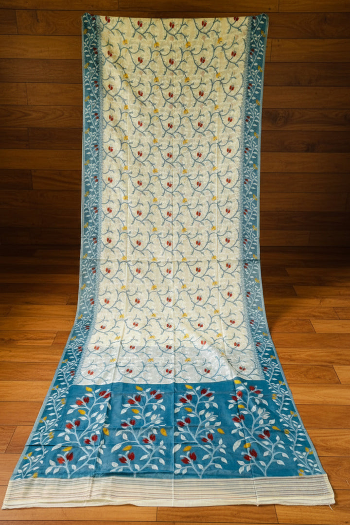 Kolkata Komol Cotton Silk Saree( Blue)