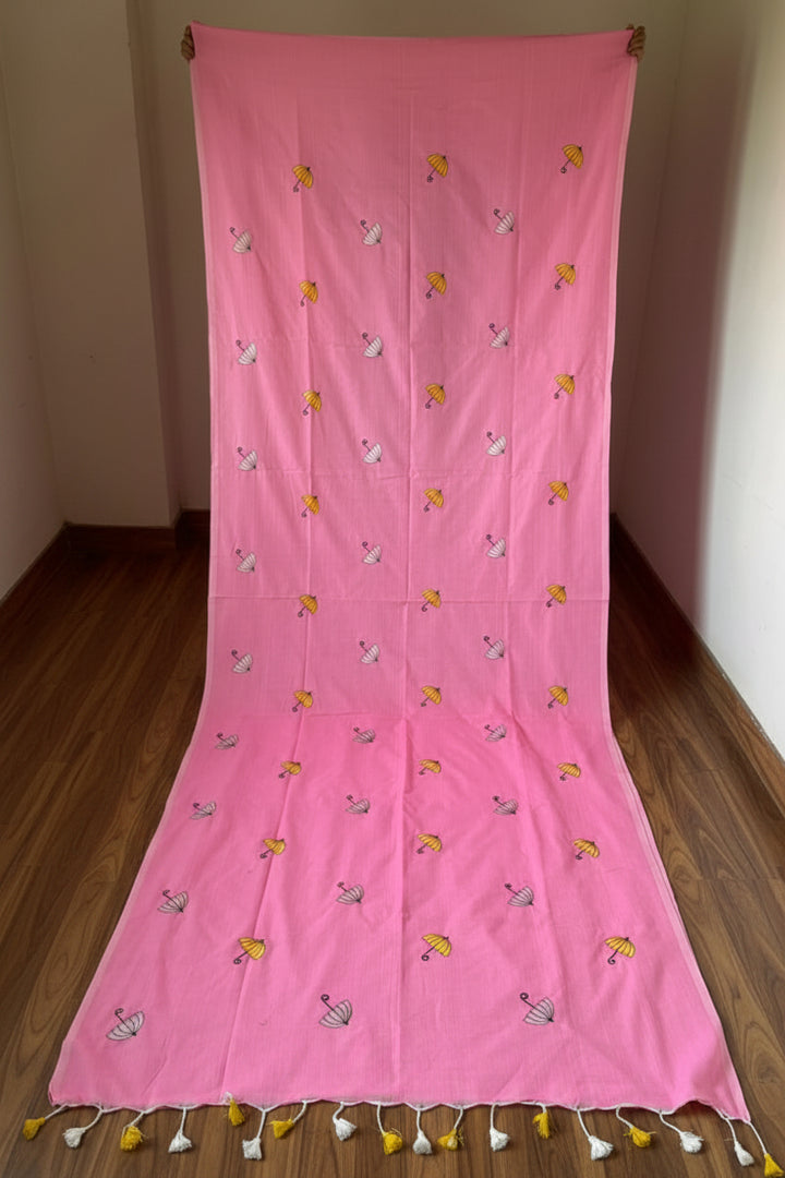 Umbrella Muse Khadi Cotton Saree ( Pink)