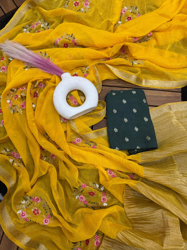 Blush Blossom Chinnon Silk Saree