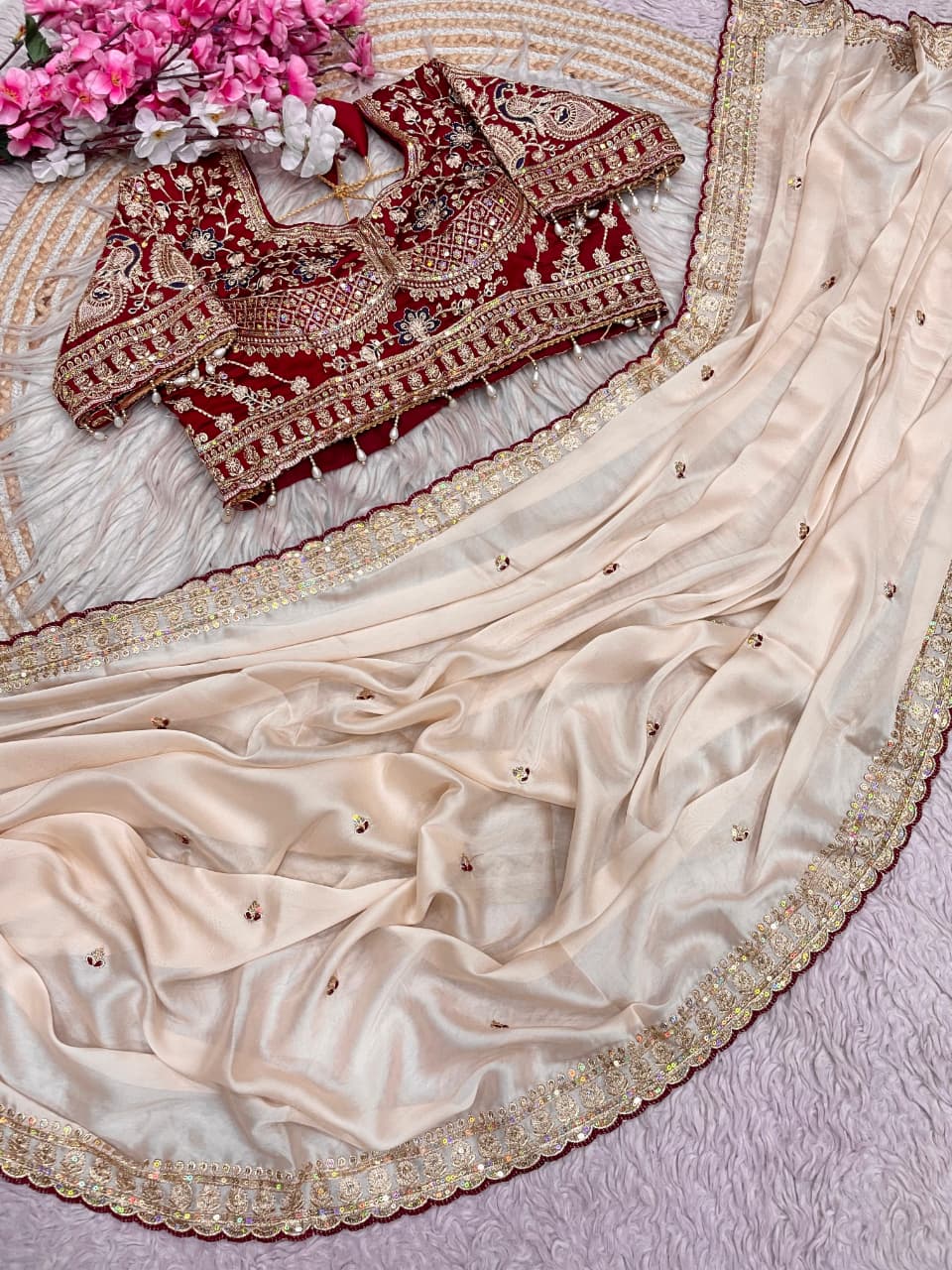 Shimmering Grace Rangoli Silk Saree