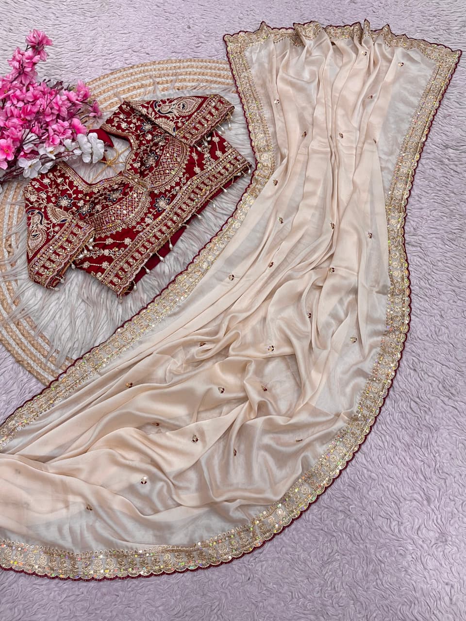 Shimmering Grace Rangoli Silk Saree