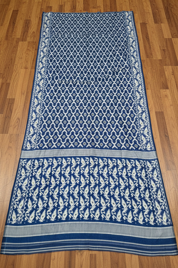 Neel Komol ( নীল কমল )Bengal Jamdani Saree(White & Blue )