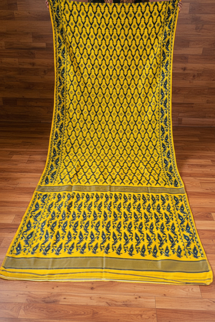 Neel Komol ( নীল কমল )Bengal Jamdani Saree (Yellow)