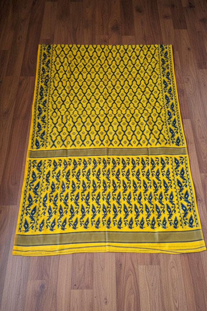 Neel Komol ( নীল কমল )Bengal Jamdani Saree (Yellow)