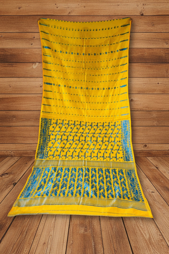 Shatarupa Bengal Jamdani Saree(Yellow And Blue)