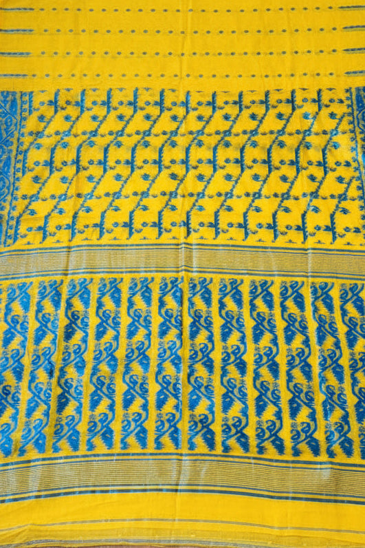 Shatarupa Bengal Jamdani Saree(Yellow And Blue)