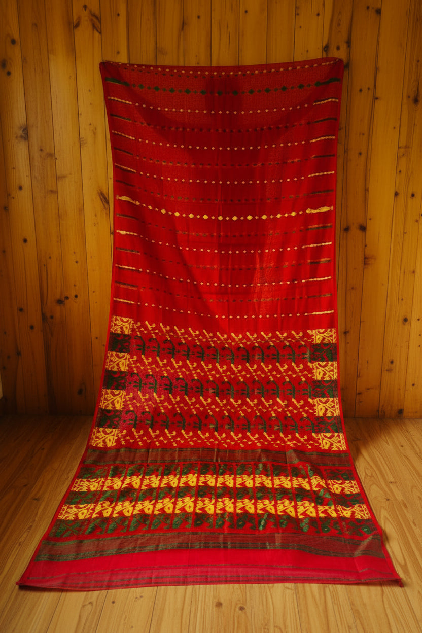 Shatarupa Bengal Jamdani Saree(Red)