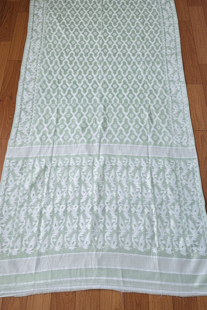Neel Komol ( নীল কমল )Bengal Jamdani Saree ( Pista)