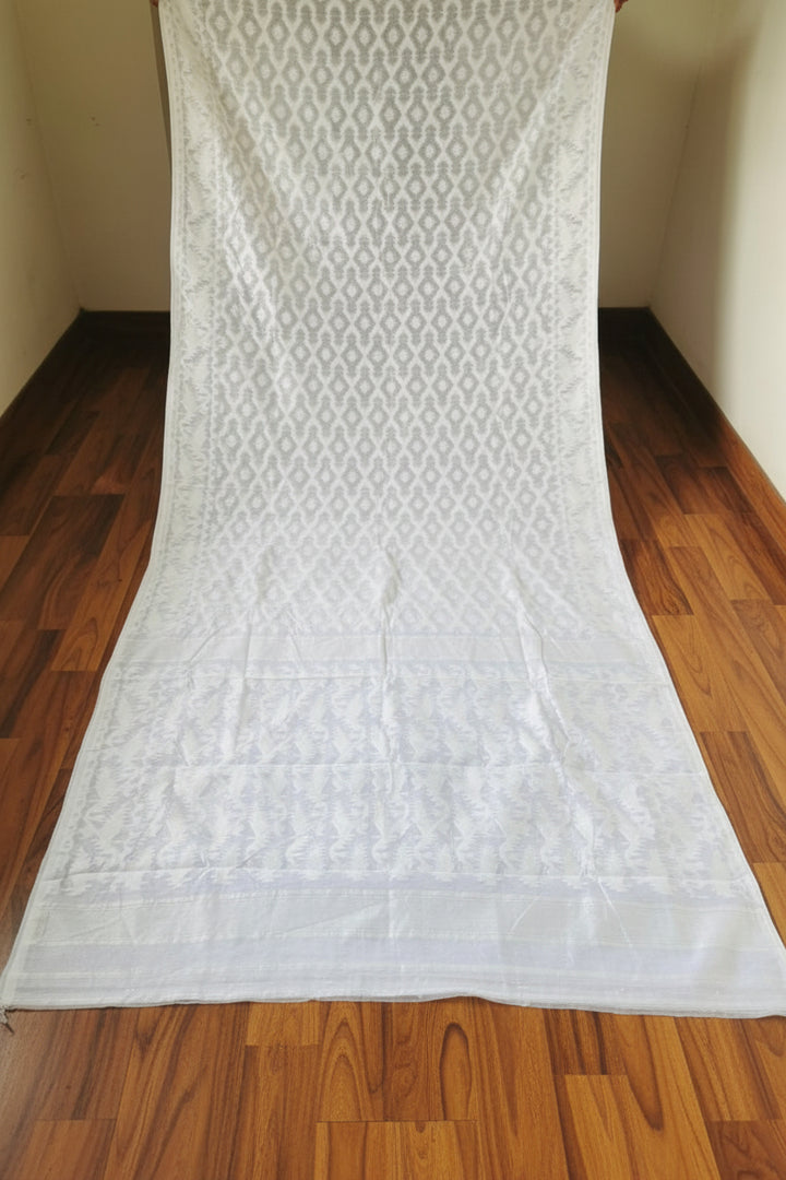 Neel Komol ( নীল কমল )Bengal Jamdani Saree ( White)