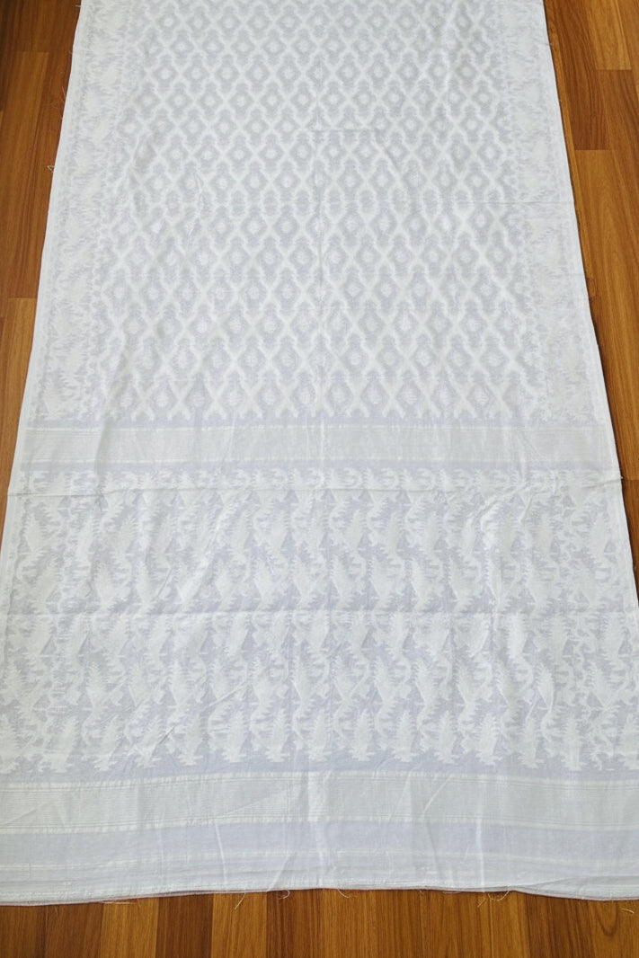 Neel Komol ( নীল কমল )Bengal Jamdani Saree ( White)