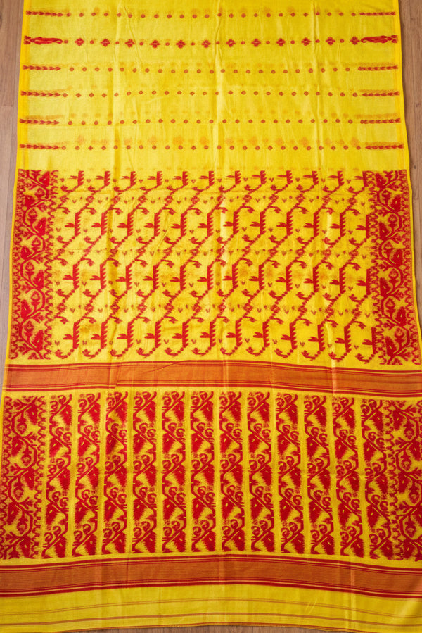 Shatarupa Bengal Jamdani Saree (Red & Yellow)