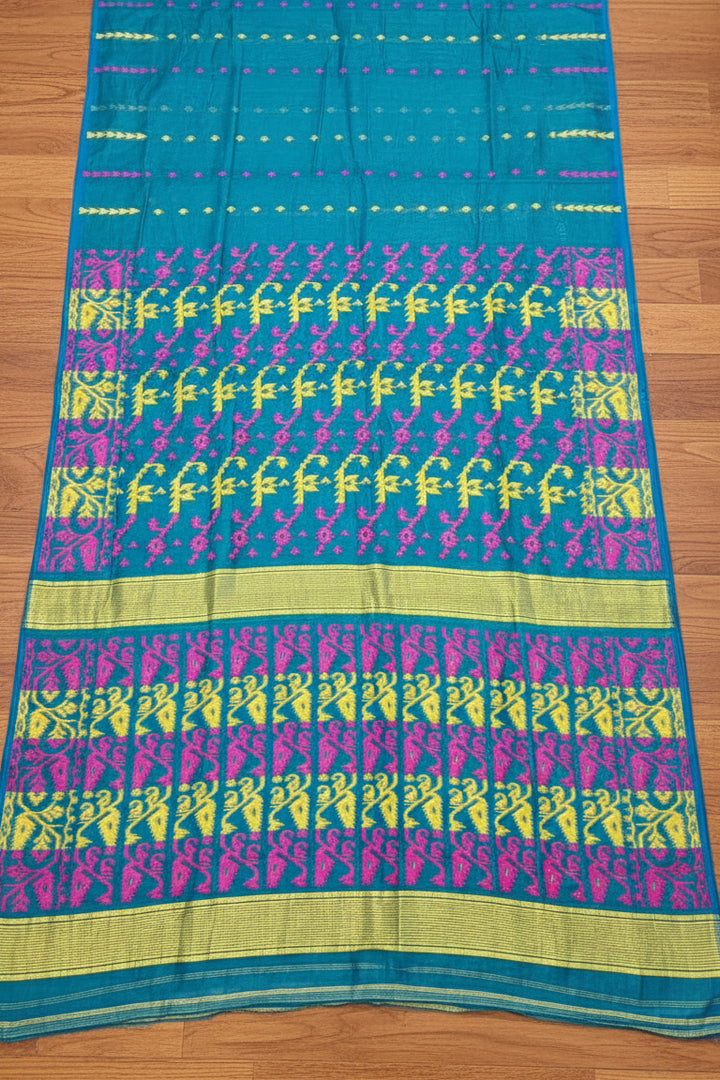 Shatarupa Bengal Jamdani Saree(Blue,Pink & Yellow)