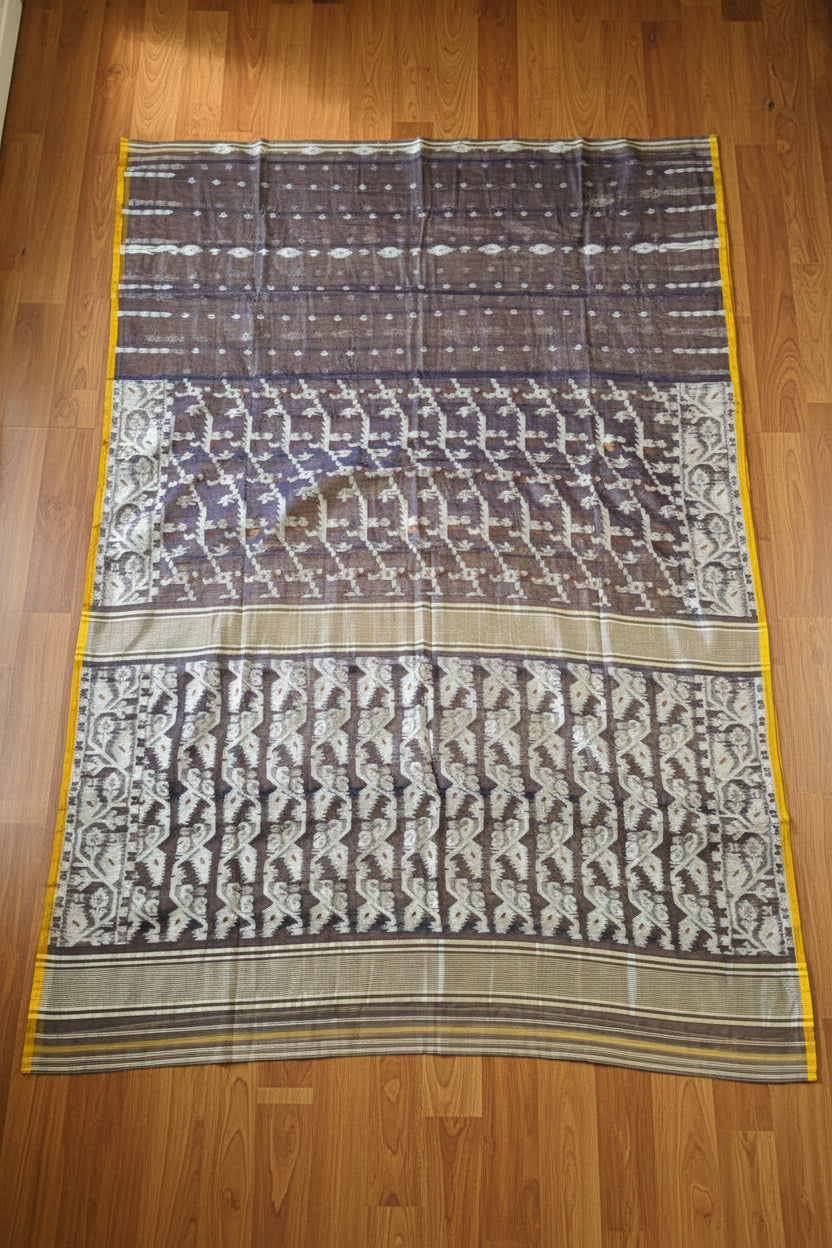 Shatarupa Bengal Jamdani Saree(Yellow-blue)