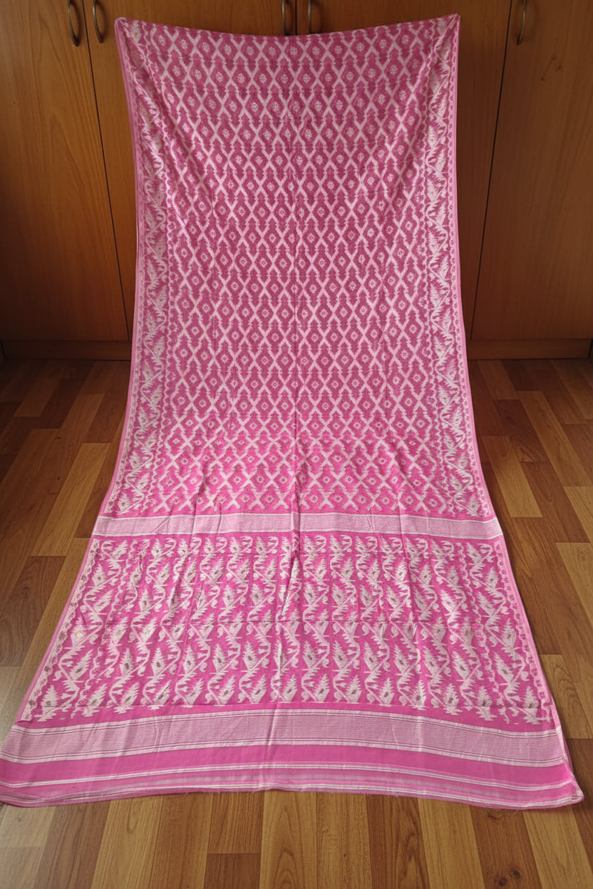 Neel Komol ( নীল কমল )Bengal Jamdani Saree (pink)