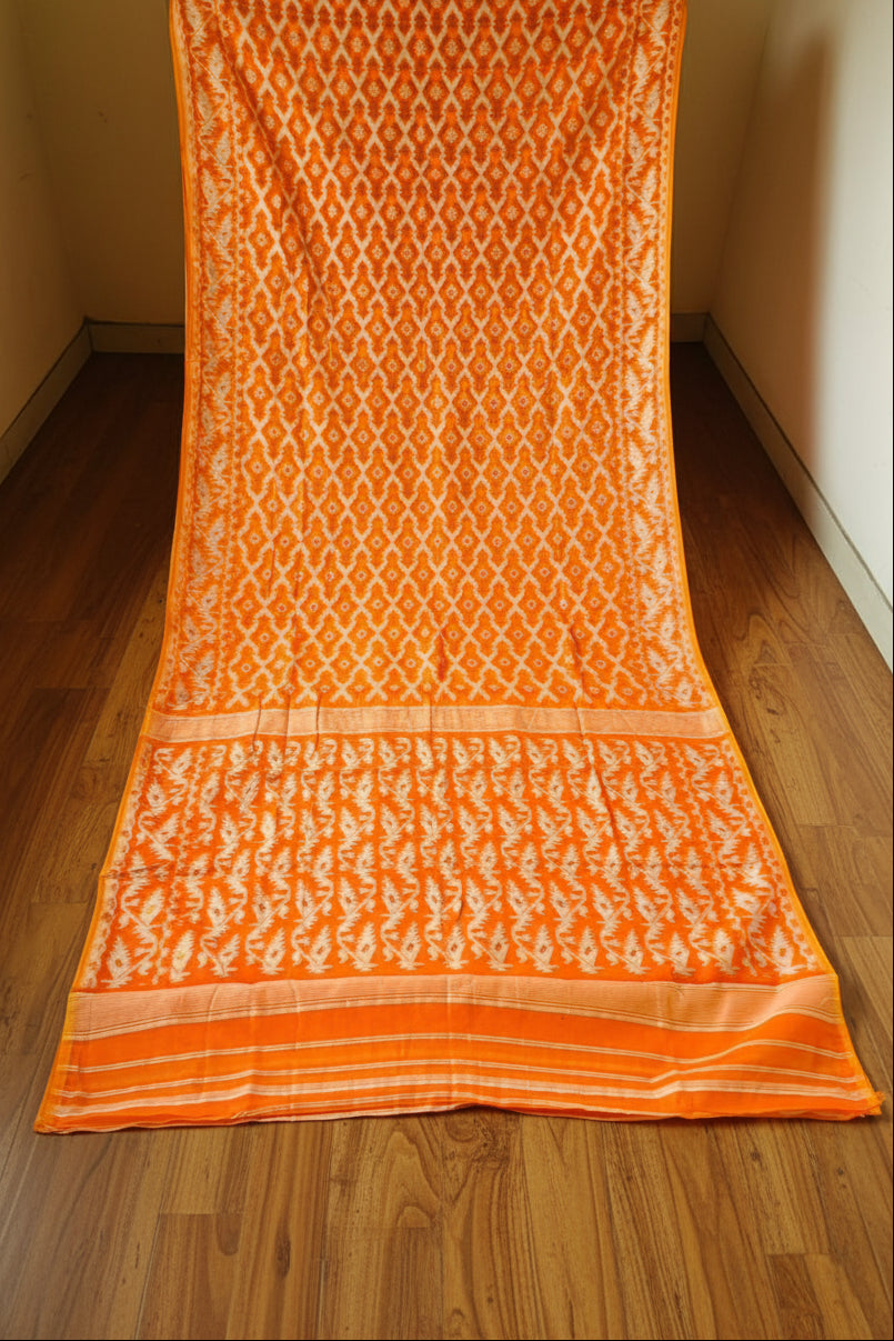 Neel Komol ( নীল কমল )Bengal Jamdani Saree (Orange)