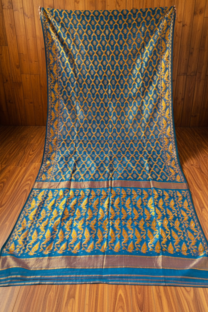 Neel Komol ( নীল কমল )Bengal Jamdani Saree (blue)