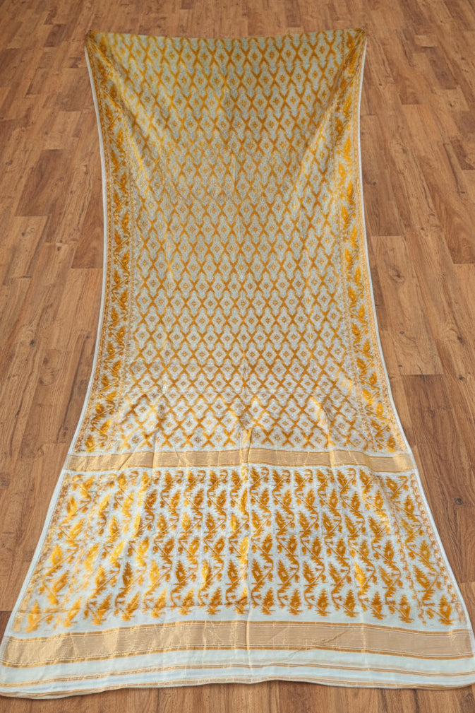 Neel Komol ( নীল কমল )Bengal Jamdani Saree (Yellow)