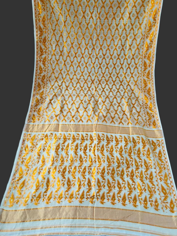 Neel Komol ( নীল কমল )Bengal Jamdani Saree (Yellow)