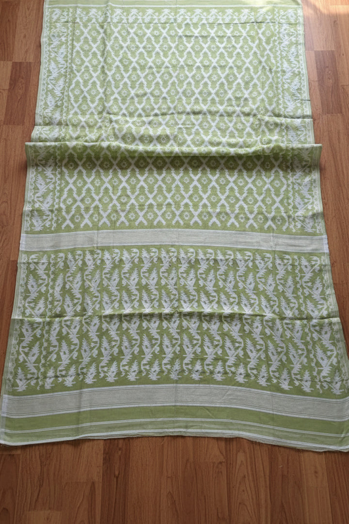 Neel Komol ( নীল কমল )Bengal Jamdani Saree ( Light Green)