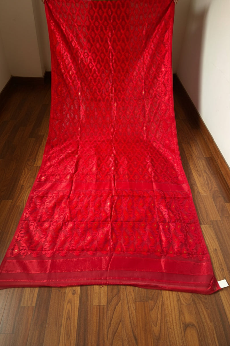 Neel Komol ( নীল কমল )Bengal Jamdani Saree ( Red)