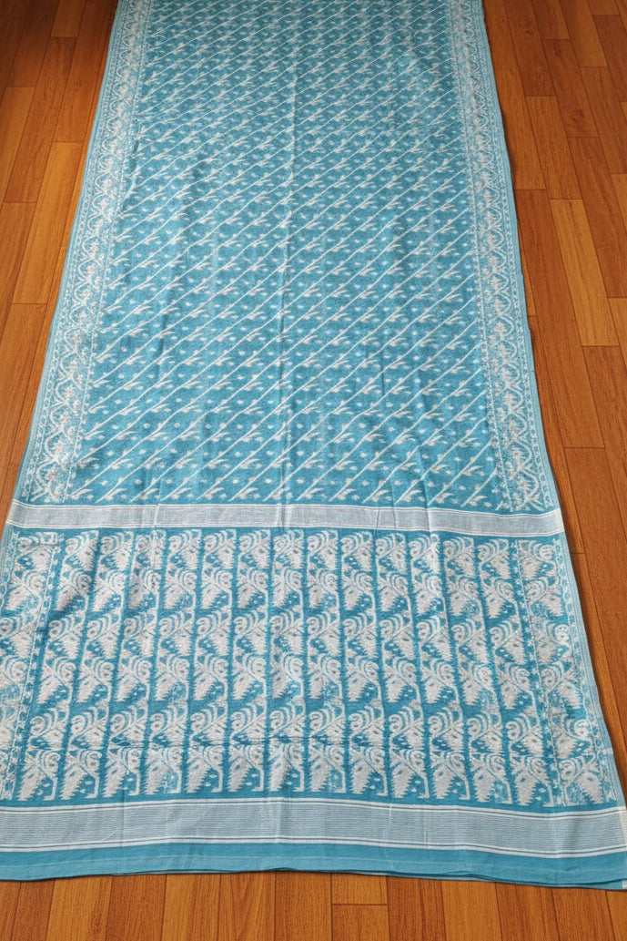 Bangaliyana Jamdani Saree (Sky)