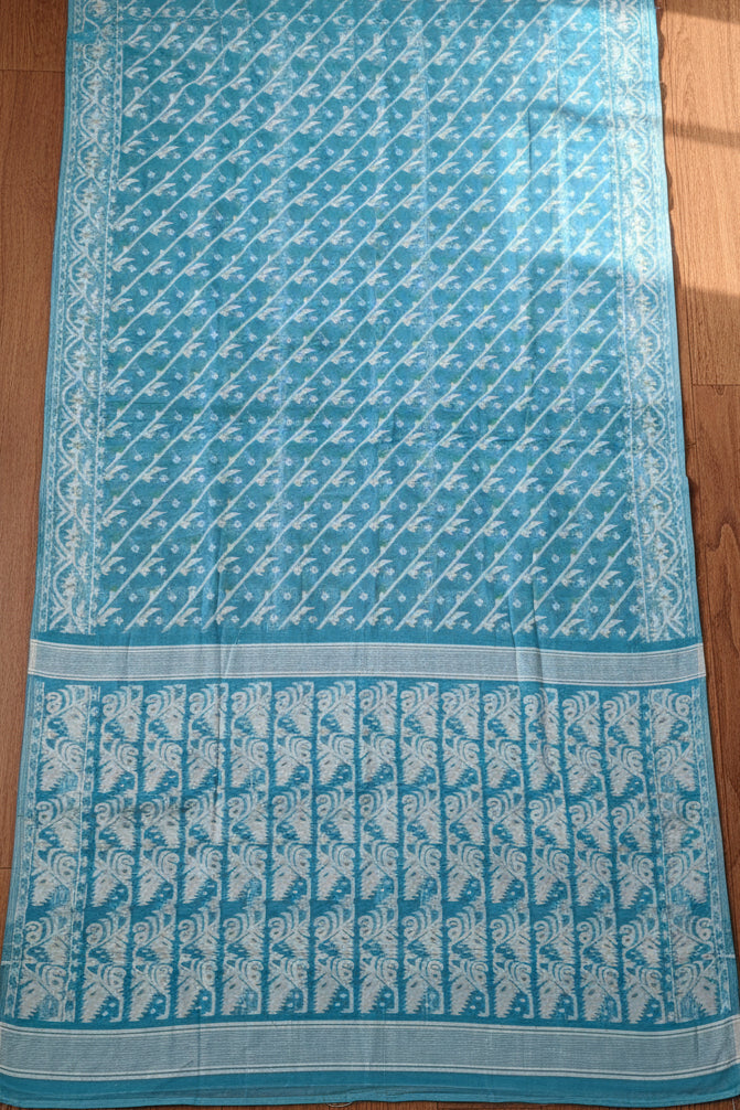 Bangaliyana Jamdani Saree (Sky)