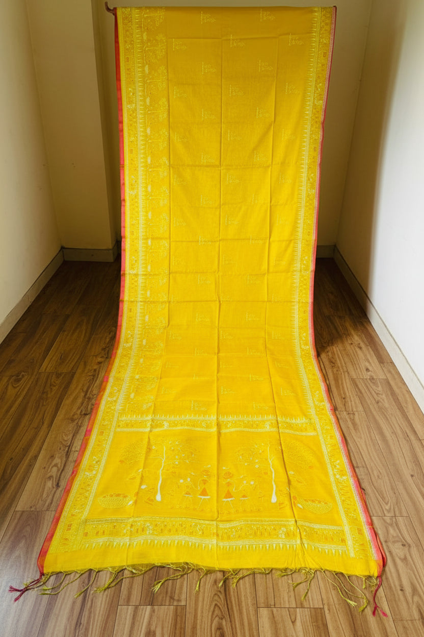 স্মৃতিচারণ (SmritiCharon )Tissue Cotton Saree ( yellow)