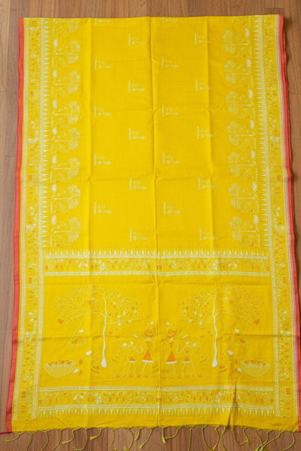 স্মৃতিচারণ (SmritiCharon )Tissue Cotton Saree ( yellow)