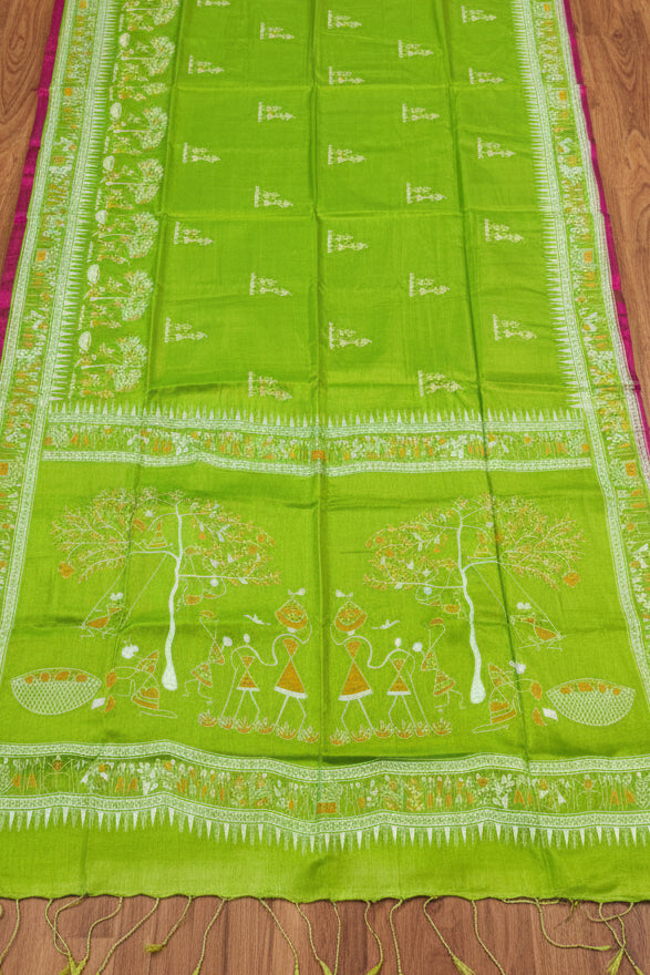 স্মৃতিচারণ (SmritiCharon )Tissue Cotton Saree(Light Green)
