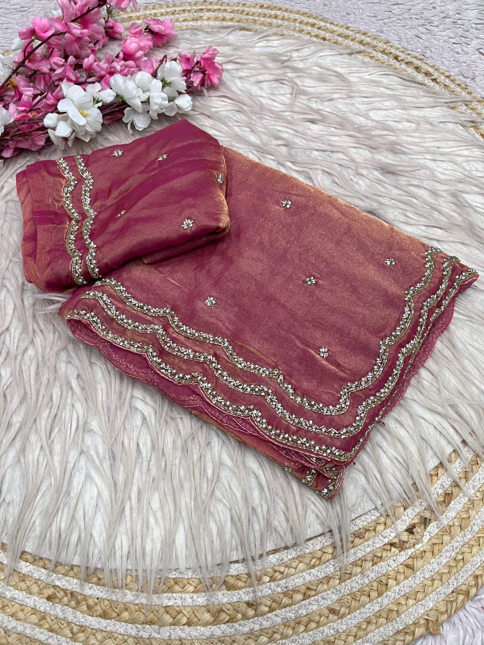 Ethnic Spiral Fancy Silk Saree