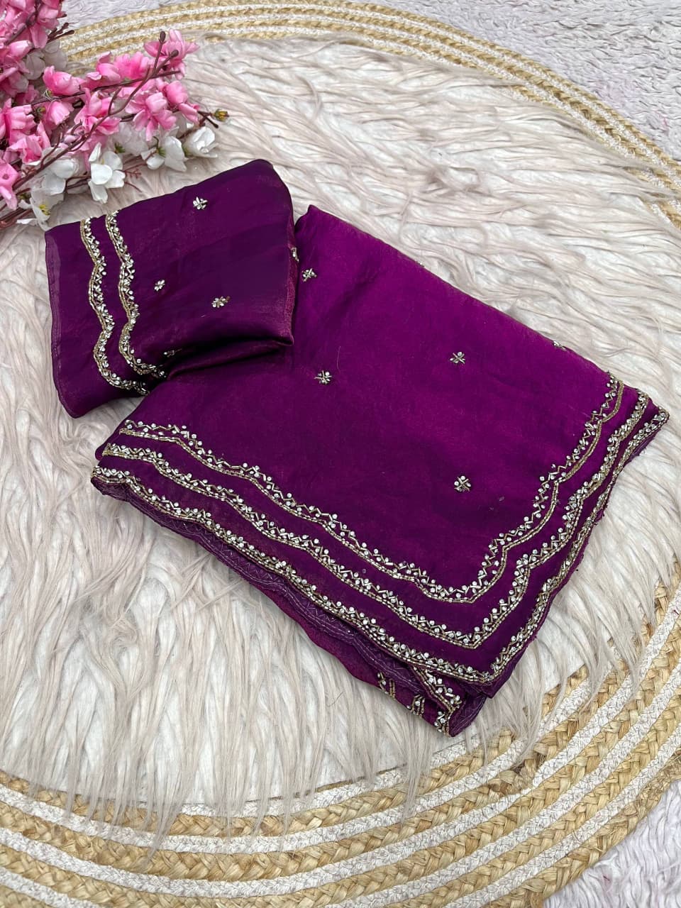 Ethnic Spiral Fancy Silk Saree