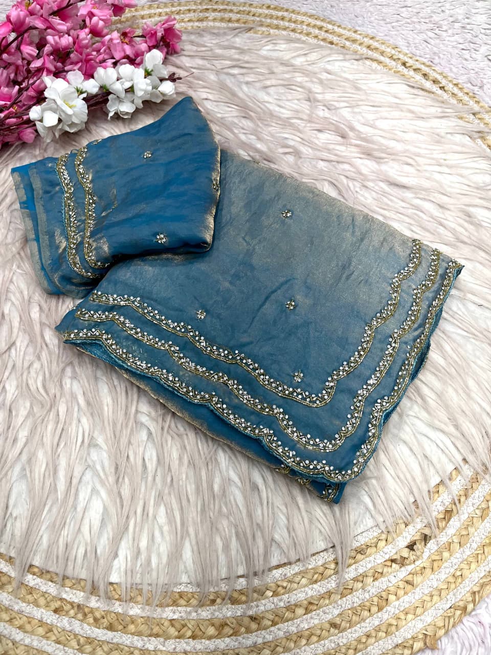 Ethnic Spiral Fancy Silk Saree