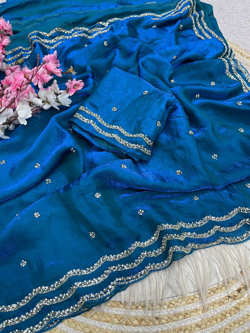 Ethnic Spiral Fancy Silk Saree